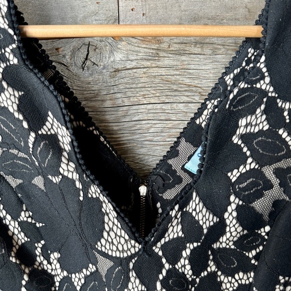 She + Sky Fit Flare Black Lace Scallop Mini Dress Fairy Goth Whimsigoth Witchy M - Picture 4 of 8